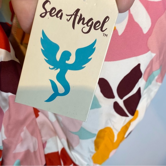 Target Sea Angel plus size one piece swimsuit front plunge 1X floral brights NWT - Picture 6 of 8